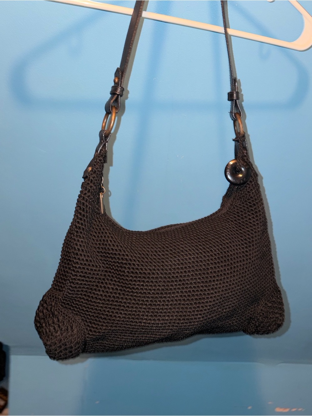 The Sak Handwoven Crochet Shoulder Bag in Black - Picture 8 of 9